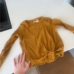 Madwell Women's Knotted Ribbed Long-Sleeve Top - Mustard